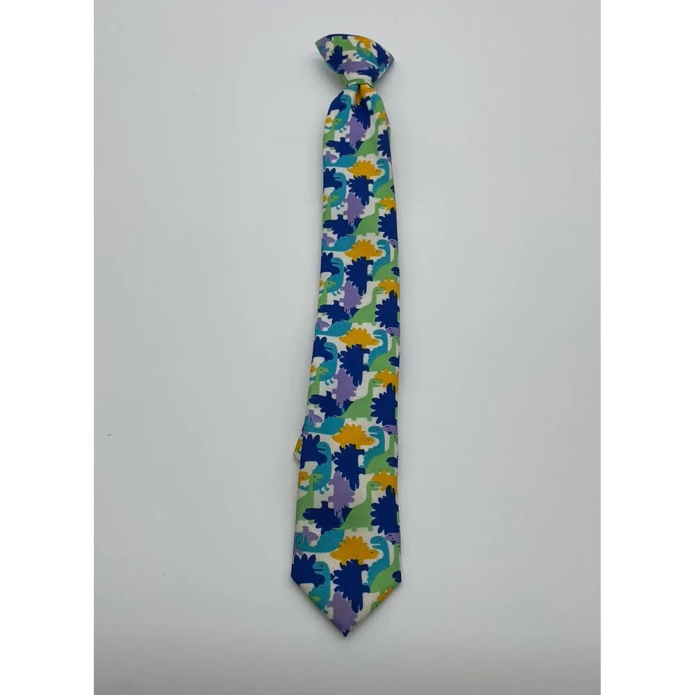 Wembley Boys Dinosaurs  Tie Blue Green ‎ Purple Washable